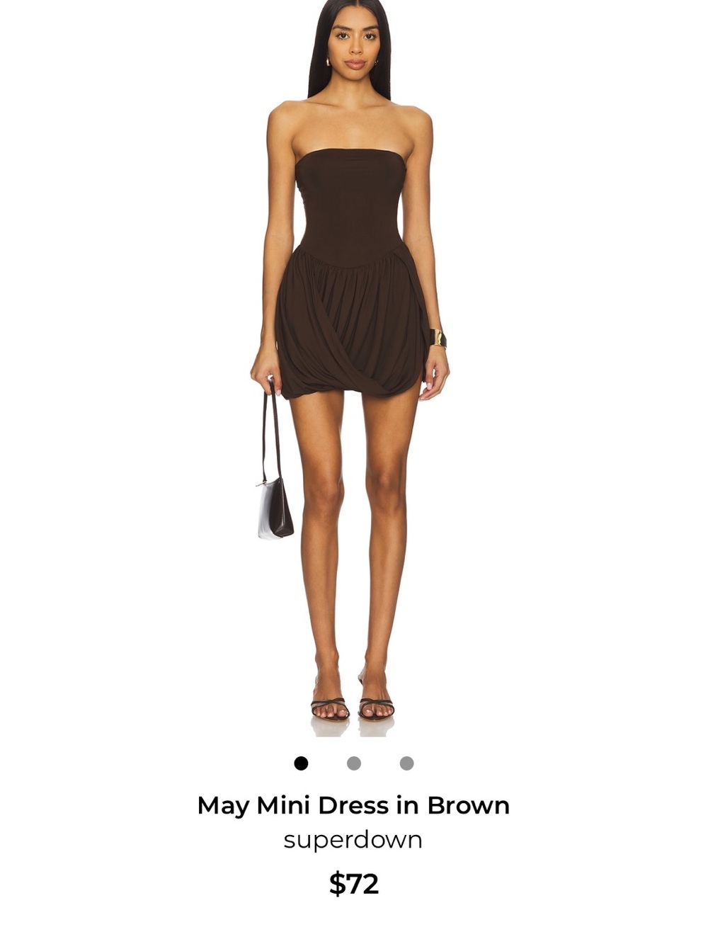superdown Strapless Bubble Mini Dress in Brown